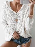 Solid Color Long Sleeves Hollow Out Sweater T2053 - SWEETKAMA
