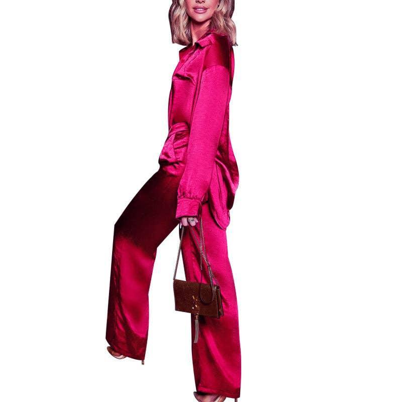 Solid Color Long Sleeves Top and Pants Ladies Set ZL1857 - SWEETKAMA