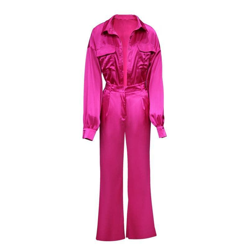 Solid Color Long Sleeves Top and Pants Ladies Set ZL1857 - SWEETKAMA