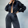Solid Color Long Sleeves Top and Pants Ladies Set ZL1857 - SWEETKAMA