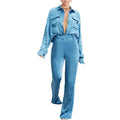 Solid Color Long Sleeves Top and Pants Ladies Set ZL1857 - SWEETKAMA