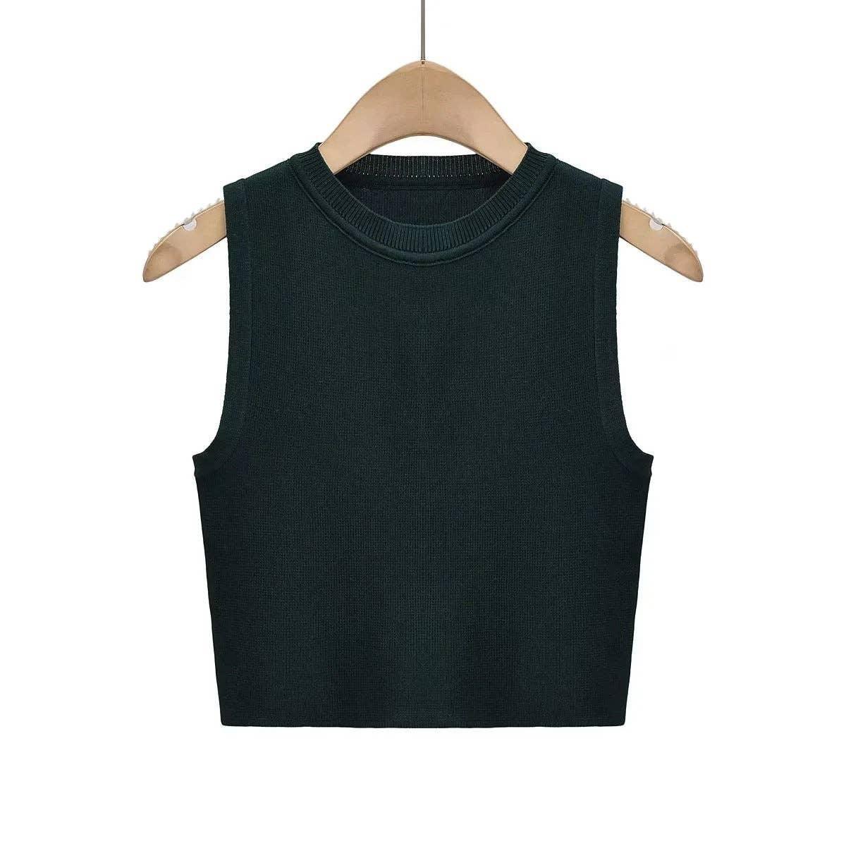 Solid Color Round Neck Close-Fit Daily Knit Top C83614-CL1 - SWEETKAMA