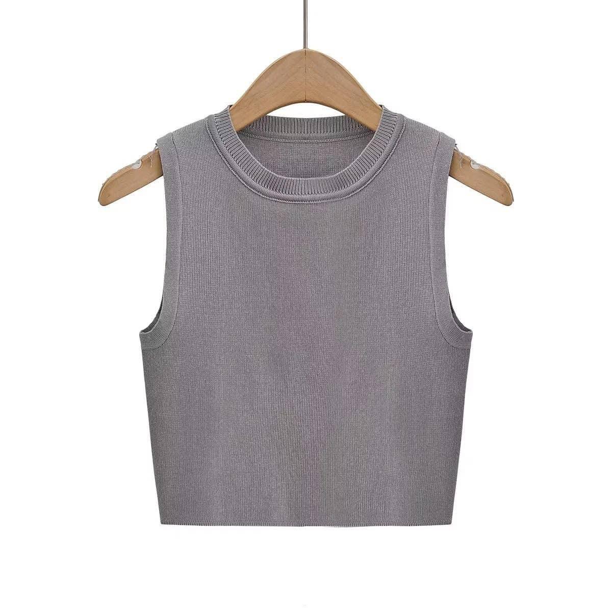 Solid Color Round Neck Close-Fit Daily Knit Top C83614-CL1 - SWEETKAMA