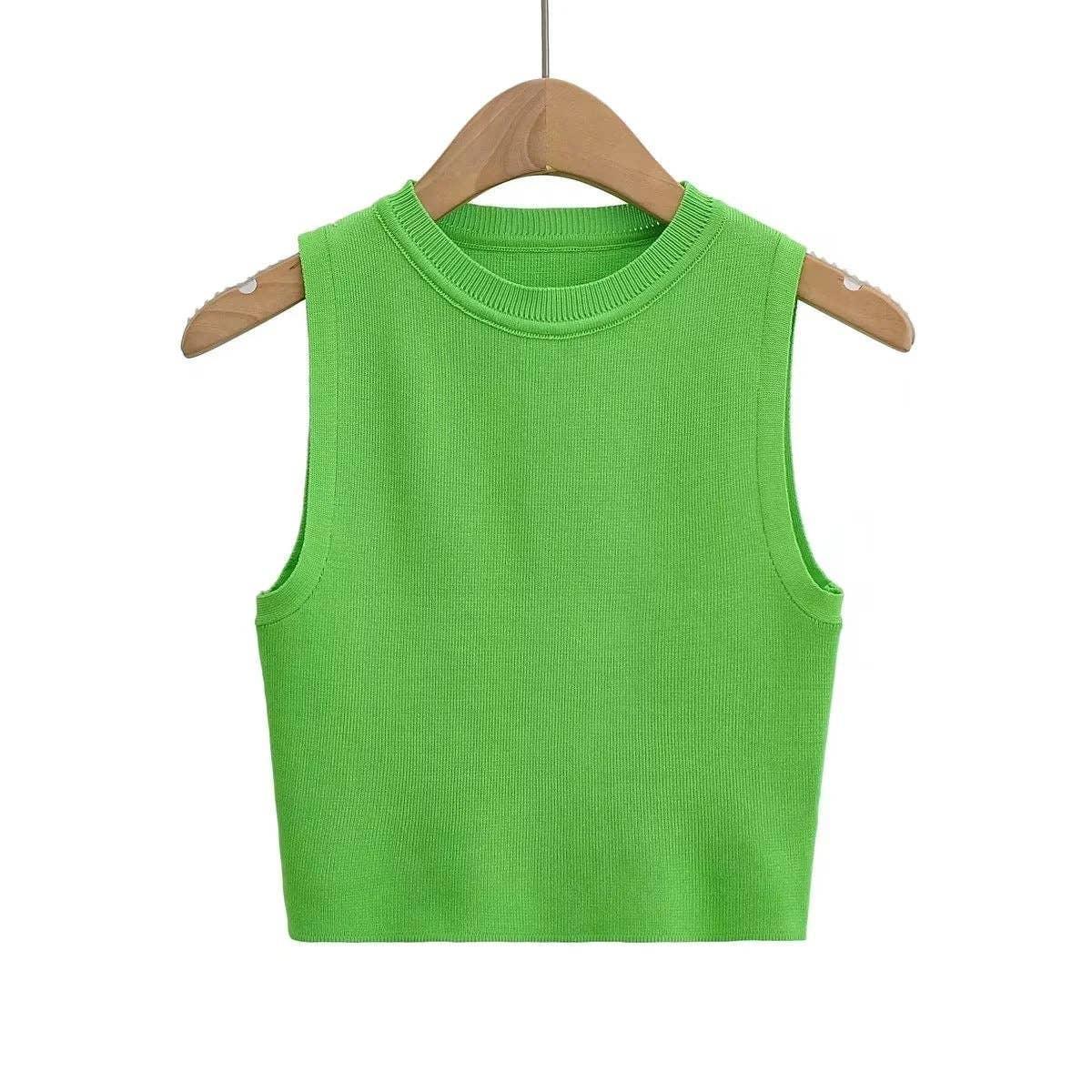 Solid Color Round Neck Close-Fit Daily Knit Top C83614-CL1 - SWEETKAMA