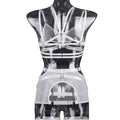 Solid Color Sexy Bandage Lingerie Set With Garter LS1457 - SWEETKAMA