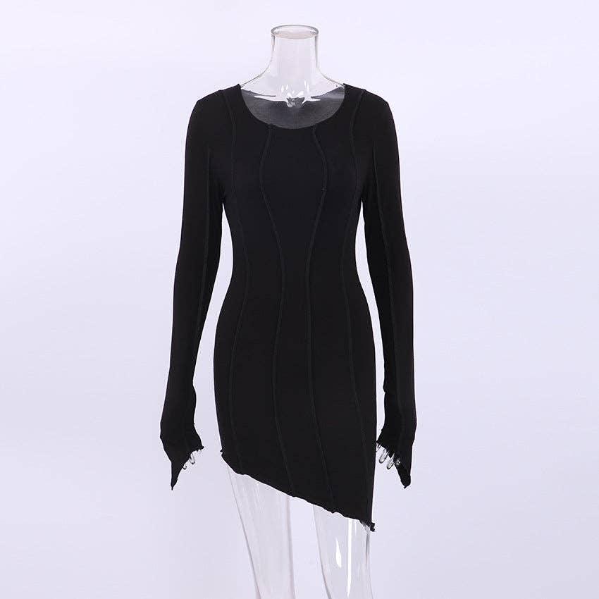 Solid Color Splice Close Fitting Ladies Short Dress LYQ8162 - SWEETKAMA