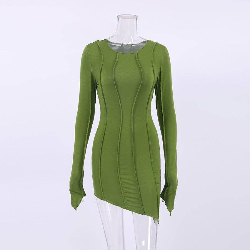 Solid Color Splice Close Fitting Ladies Short Dress LYQ8162 - SWEETKAMA