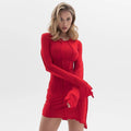 Solid Color Splice Close Fitting Ladies Short Dress LYQ8162 - SWEETKAMA