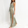 Solid Color Tassels Bikini Swimwear Cover Up Dress HL9702 - SWEETKAMA