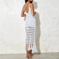 Solid Color Tassels Bikini Swimwear Cover Up Dress HL9771 - SWEETKAMA
