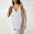 Solid Color Tassels Bikini Swimwear Cover Up Dress HL9771 - SWEETKAMA