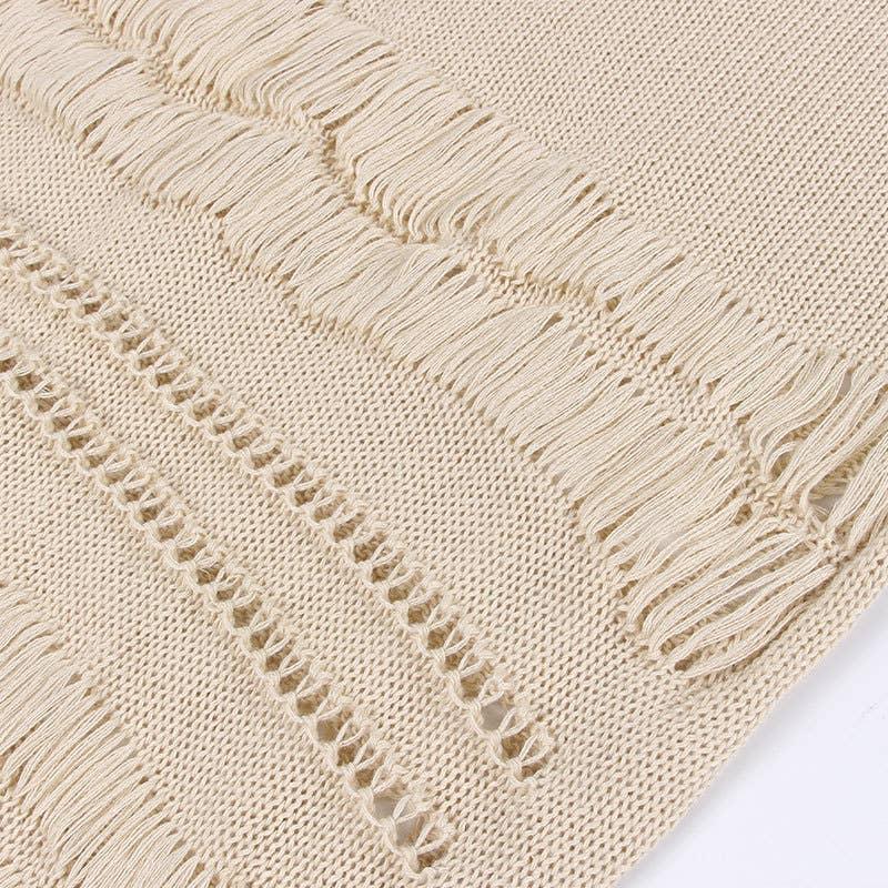 Solid Color Tassels Bikini Swimwear Cover Up Dress HL9771 - SWEETKAMA