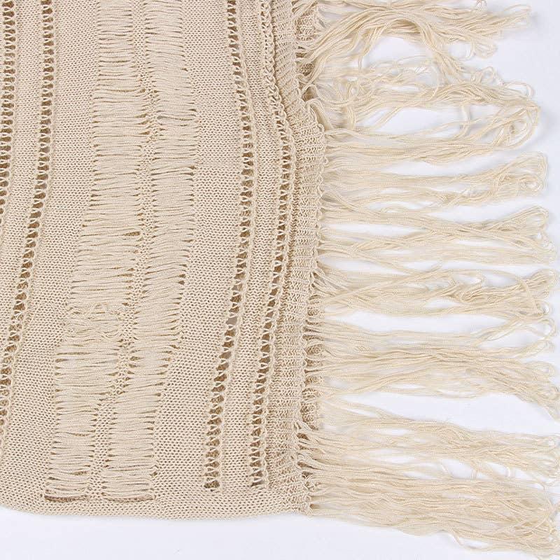 Solid Color Tassels Bikini Swimwear Cover Up Dress HL9771 - SWEETKAMA