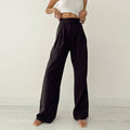 Solid High Waist Loose Sports Women Daily Pants CC21172PF - SWEETKAMA