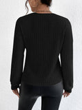 Solid V-Neck Cross Loose Long Sleeves Blouse G1061 - SWEETKAMA