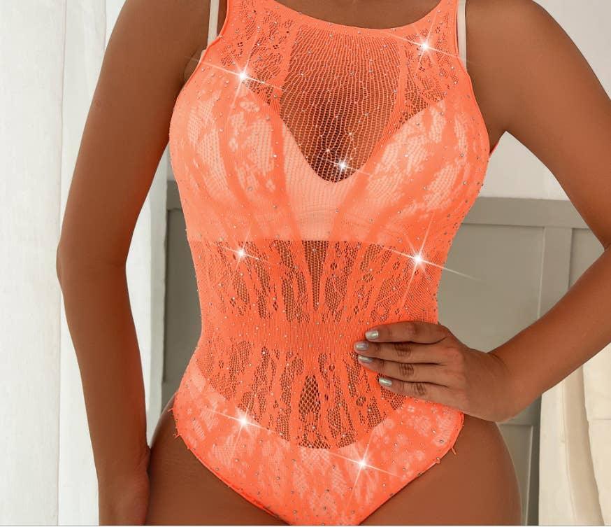 Sparkle Fishnet Teddy See Throught Lingerie Bodystocking 21649891841 - SWEETKAMA