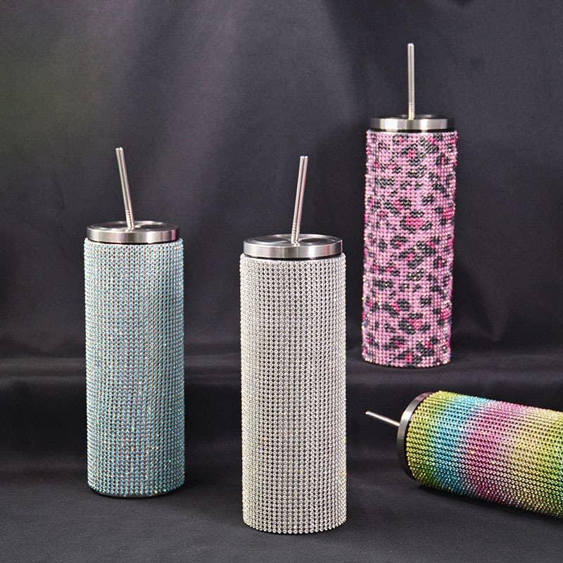 Sparkle Rhinestone Water Bottle 17oz with Straw FKC05 - SWEETKAMA