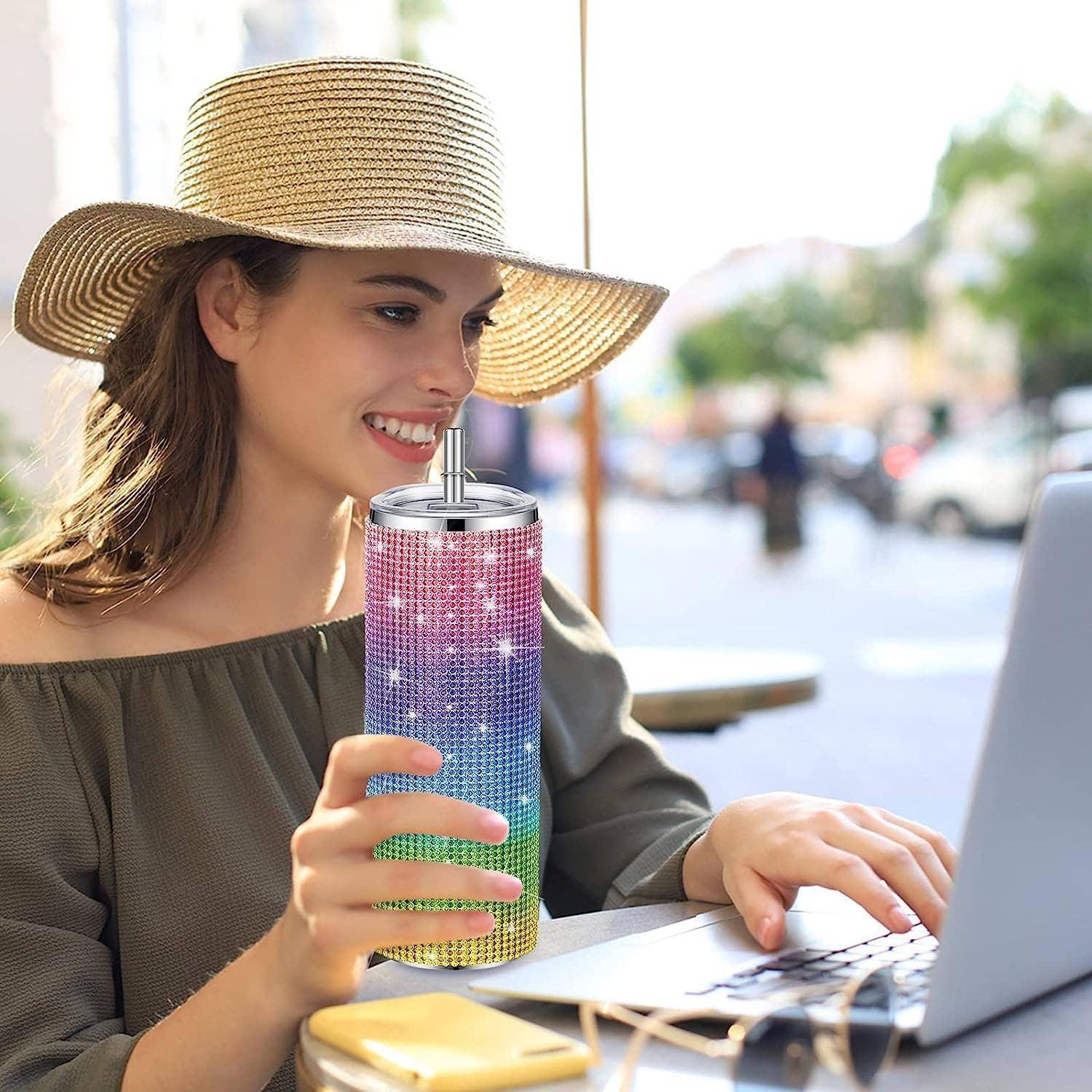 Sparkle Rhinestone Water Bottle 17oz with Straw FKC05 - SWEETKAMA