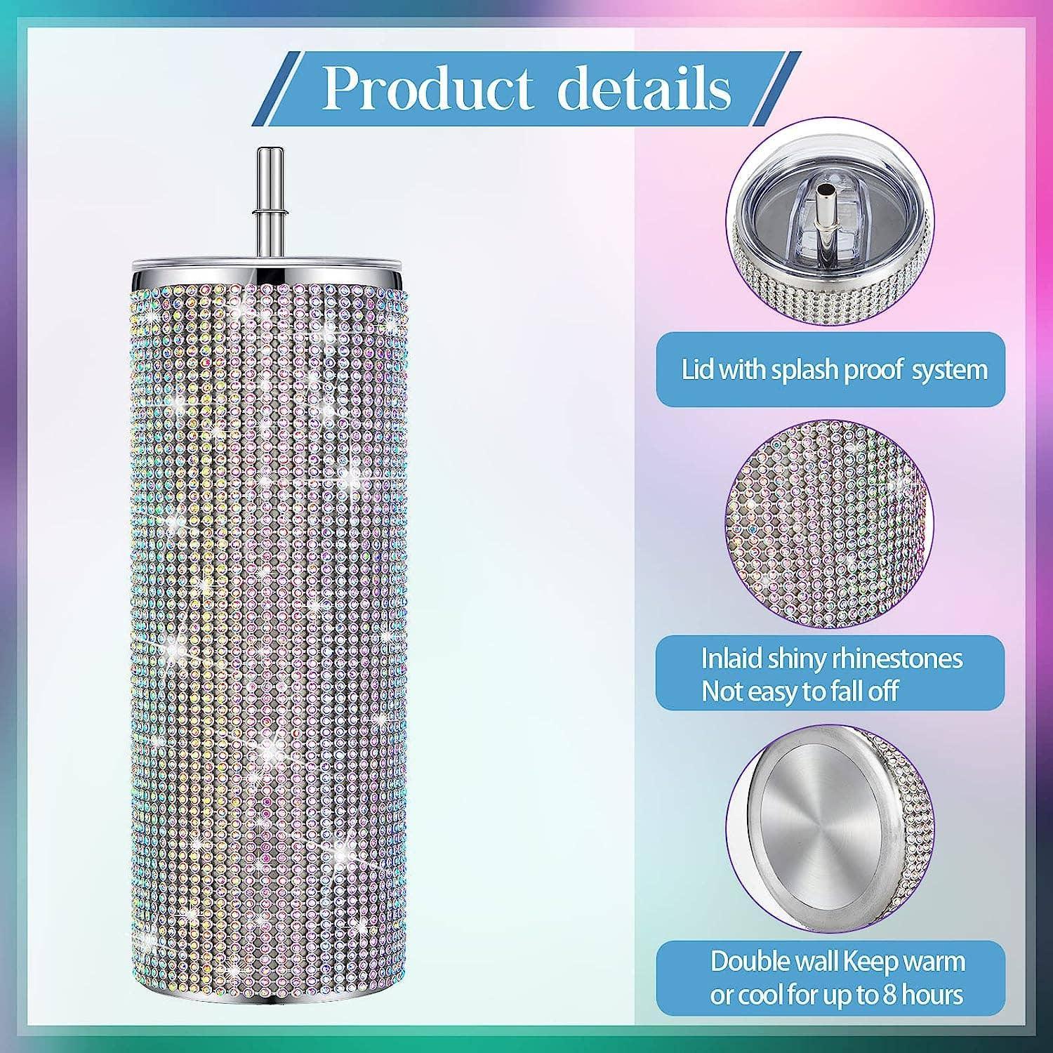 Sparkle Rhinestone Water Bottle 17oz with Straw FKC05 - SWEETKAMA