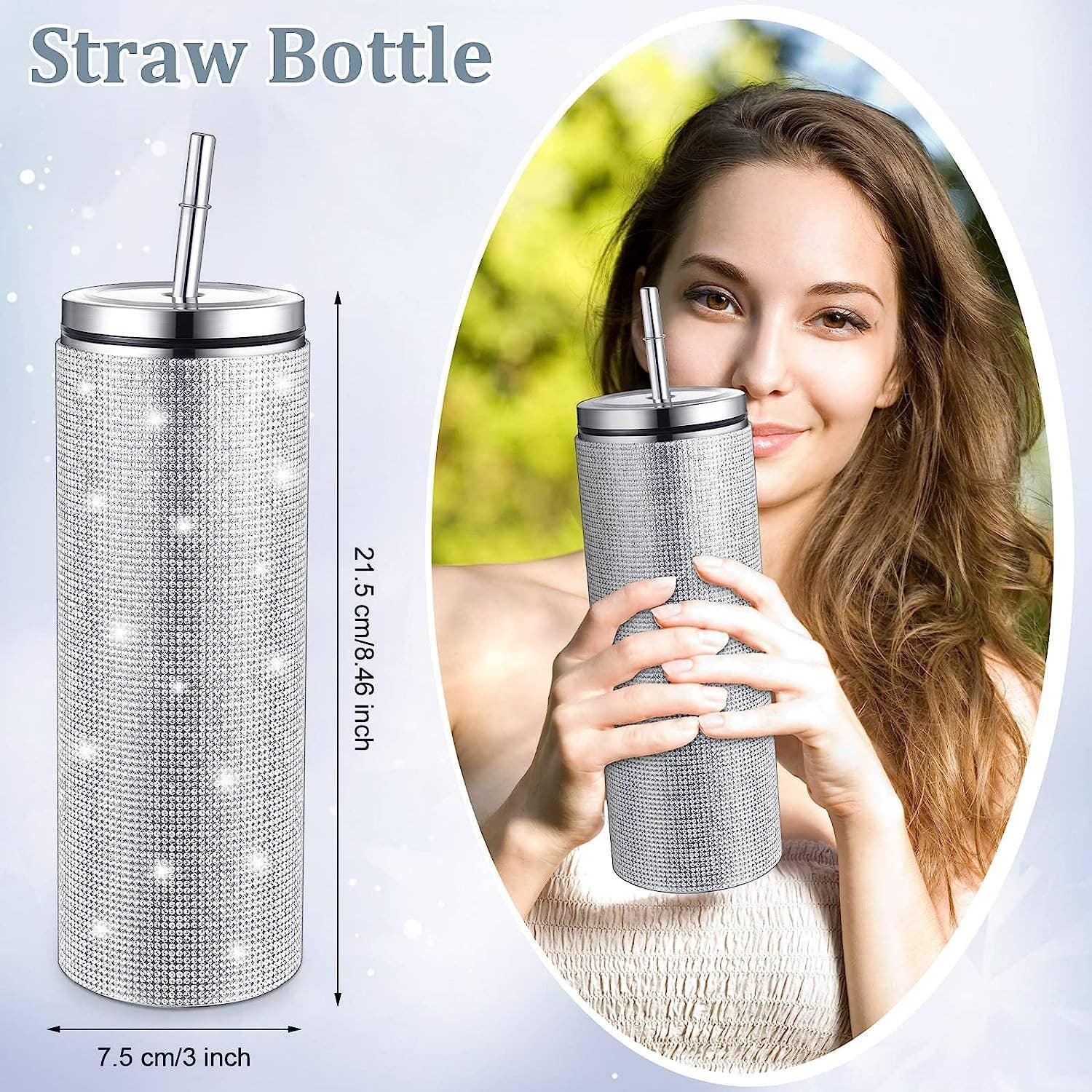 Sparkle Rhinestone Water Bottle 17oz with Straw FKC05 - SWEETKAMA