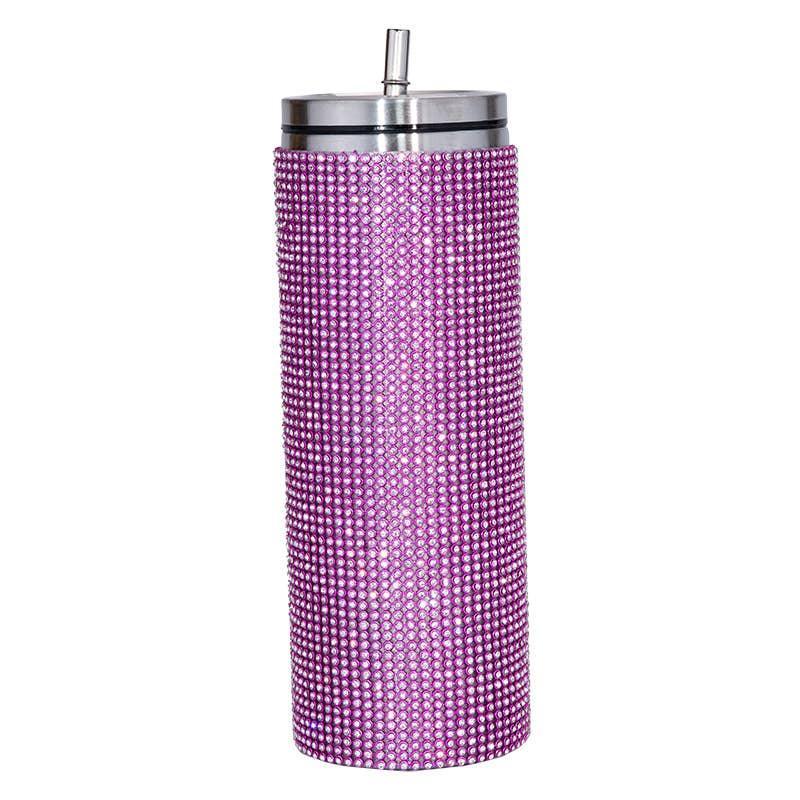 Sparkle Rhinestone Water Bottle 17oz with Straw FKC05 - SWEETKAMA