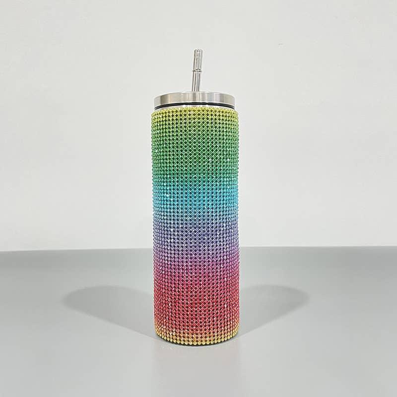 Sparkle Rhinestone Water Bottle 17oz with Straw FKC05 - SWEETKAMA