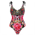 Straps Leopar Print One-piece Swimsuit with Wrap Y81 - SWEETKAMA