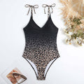 Straps Leopar Print One-piece Swimsuit with Wrap Y81 - SWEETKAMA