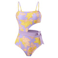 SW 2 PCS Flower Print Swimsuit Bikini Set with Cover Y88 - SWEETKAMA