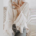Tassels Solid Long Sleeves V-Neck Knit Top HC1213 - SWEETKAMA
