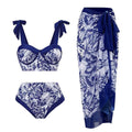 Tiger Floral Print 2PCS Bikini Set with Wrap Y84 - SWEETKAMA