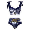 Tiger Floral Print 2PCS Bikini Set with Wrap Y84 - SWEETKAMA