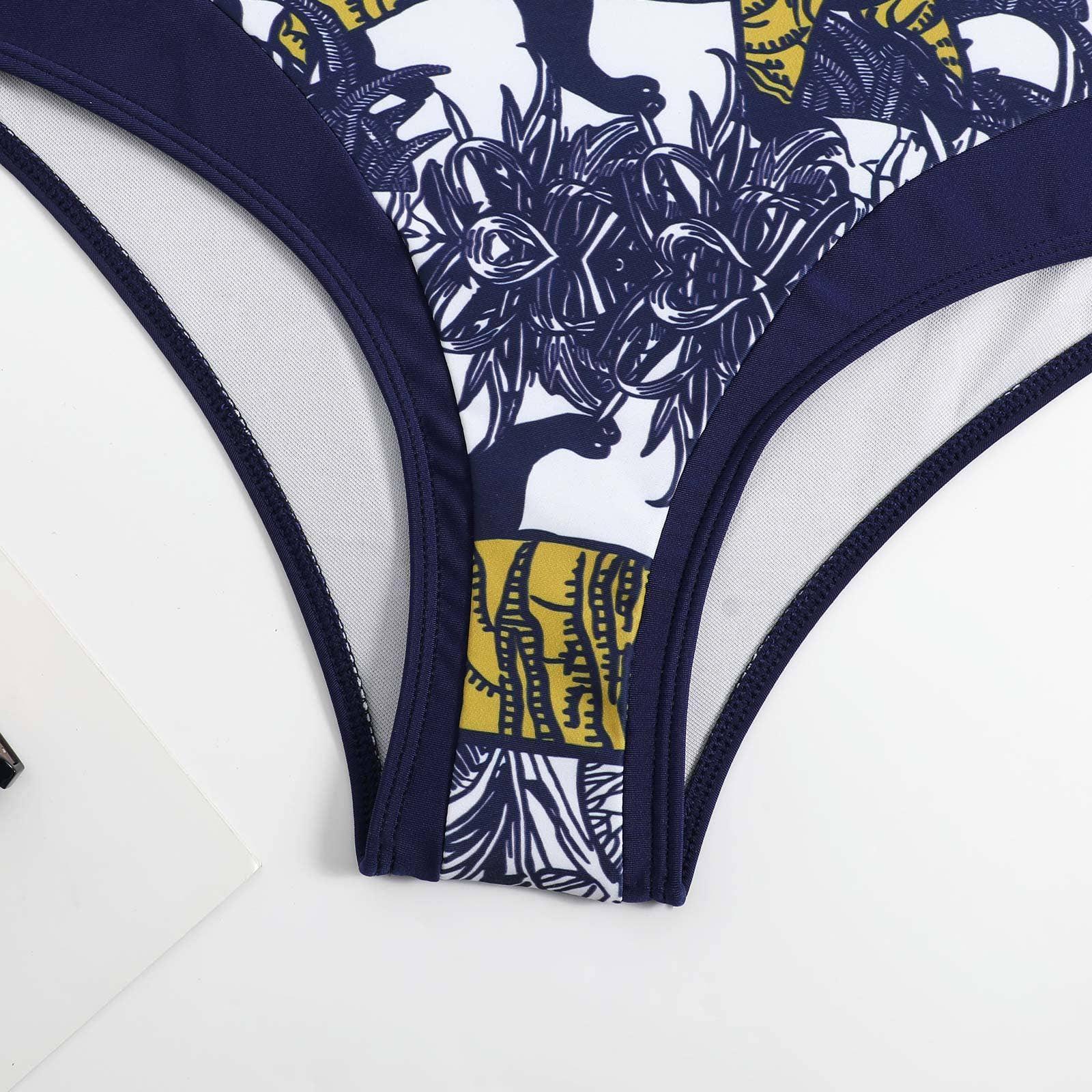 Tiger Floral Print 2PCS Bikini Set with Wrap Y84 - SWEETKAMA
