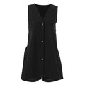 V-Neck Splice Long Vest Straight Leg Shorts Set 2S5025B - SWEETKAMA