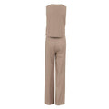 V-Neck Splice Vest Straight Leg Pants Ladies Set 2TZ2412 - SWEETKAMA