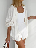 V-Neck Waist Tie Top Loose Shorts Ladies Set TZ8842 - SWEETKAMA