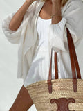V-Neck Waist Tie Top Loose Shorts Ladies Set TZ8842 - SWEETKAMA