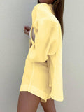 V-Neck Waist Tie Top Loose Shorts Ladies Set TZ8842 - SWEETKAMA