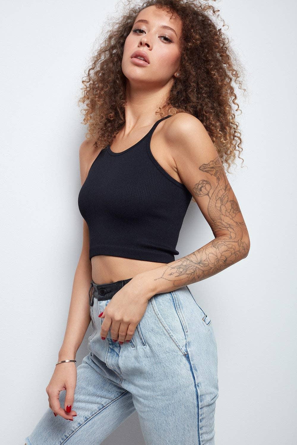 Women Seamless Cami Crop Top SKT3007 - SWEETKAMA