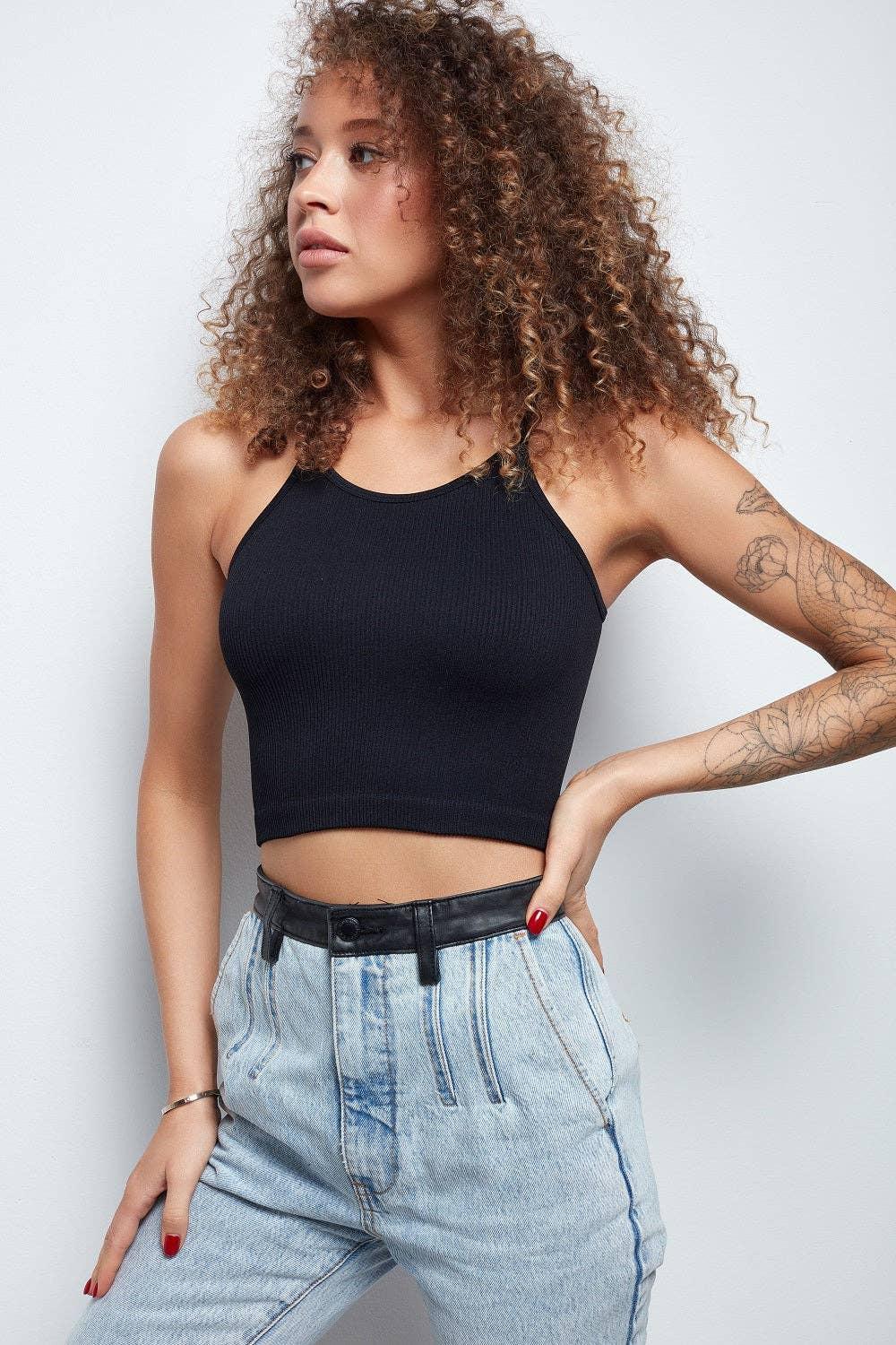 Women Seamless Cami Crop Top SKT3007 - SWEETKAMA