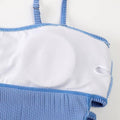Wrinkle Solid Color Waist Cut Out One Piece Swimwear Y09 - SWEETKAMA