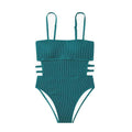 Wrinkle Solid Color Waist Cut Out One Piece Swimwear Y09 - SWEETKAMA